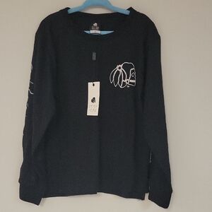 Black Long Sleeve Tee with Crew Neck and Relaxed Fit